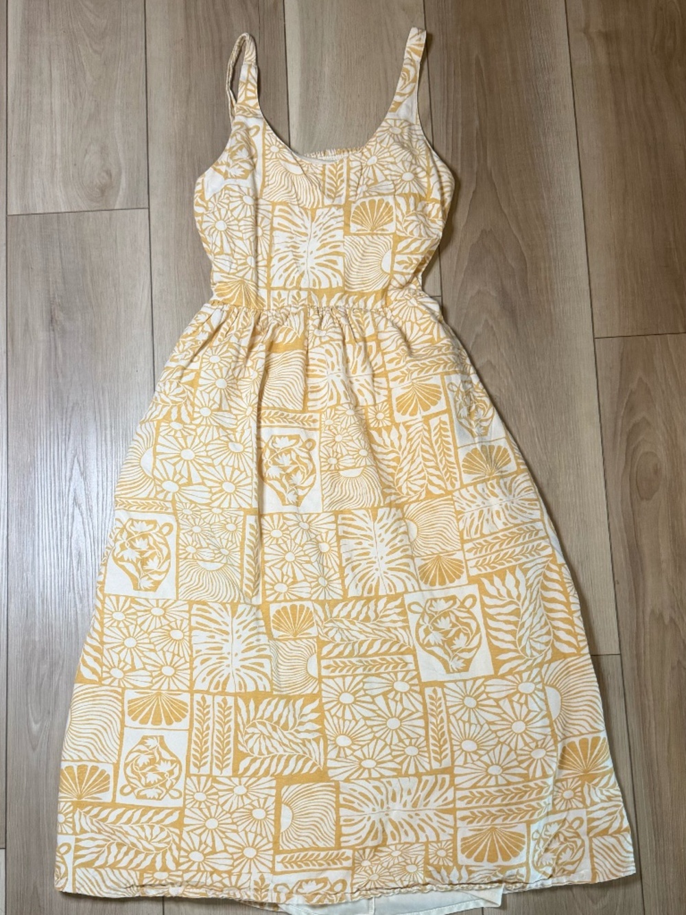 Sincerely Jules Yellow Open Back Midi Dress Size S | Summer Sundress w/ Pockets